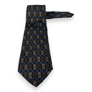 Omaggio Robert Talbott Mens Silk Tie 60 x 3.75‎ Gray Blue Italy Geometric VTG